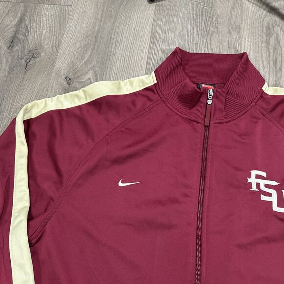 Nike Florida State FSU Seminoles Red Full Zip Jacket Mens Large Dri Fit Track - Picture 4 of 7